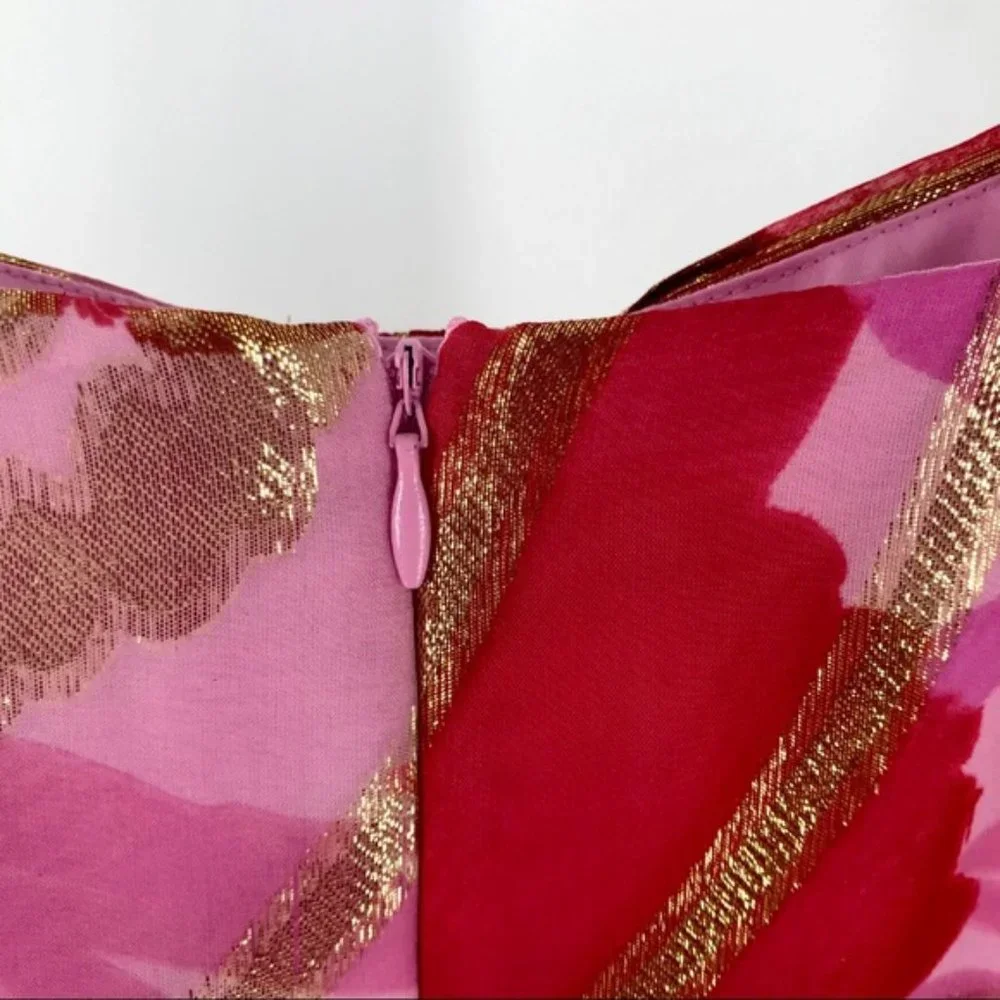 Red/Pink/Gold Oleg Cassini Dress NWT sz 8 - Picture 9 of 12